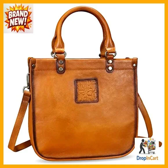 Genuine Leather Satchel Tote Shoulder Crossbody Bag Vintage Retro Chic